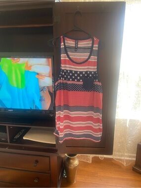 TRUE ROCK Red White and Blue Stars & Stripes Tank Top